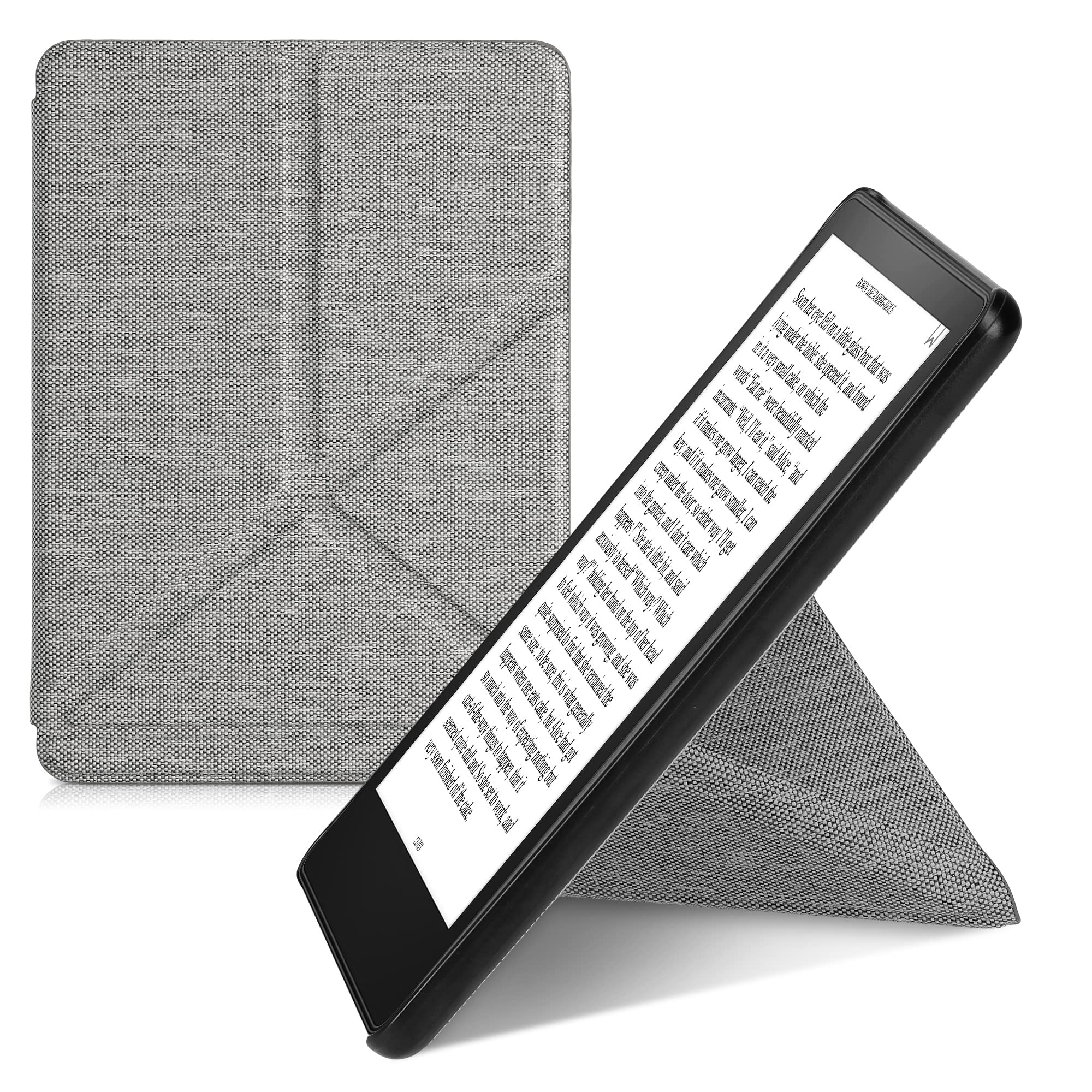 kwmobile materiałowe etui na e-czytnik kompatybilne z Amazon Kindle Paperwhite 11. generacji 2021 – pokrowiec na e-czytnik w jasnoszarym kolorze