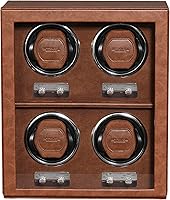 Vista 1 de ROTHWELL Bobinadora de 4 relojes para relojes automáticos con motor silencioso con múltiples velocidades y ajustes de rotación (bronceado/marrón)