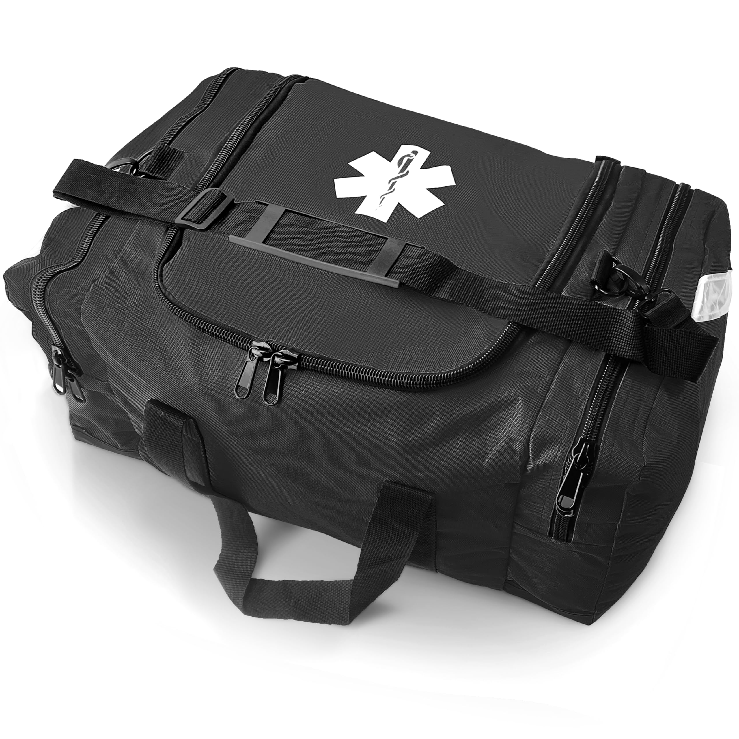 EMS XTRM Large EMT Bag - Spacious, Multi-Compartment Medical Bag, Empty First Aid Bag for EMS, Hospitals, and Rescue Teams, Durable and Water-Resistant (Black)
