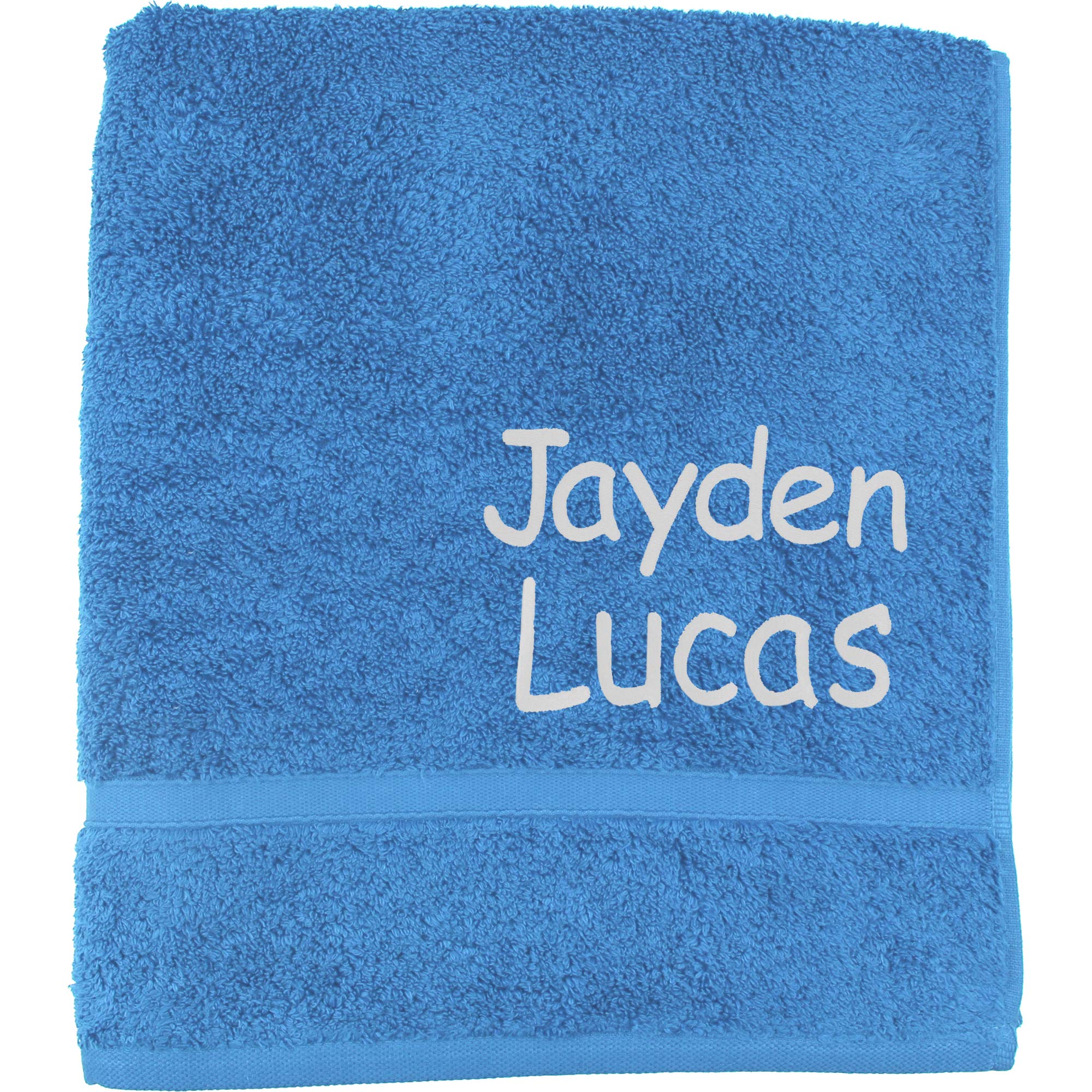 Teddyt's Blue (Two Names) Personalised Name Children's School Pe Swimming Towel Large (Blue (Two Names))