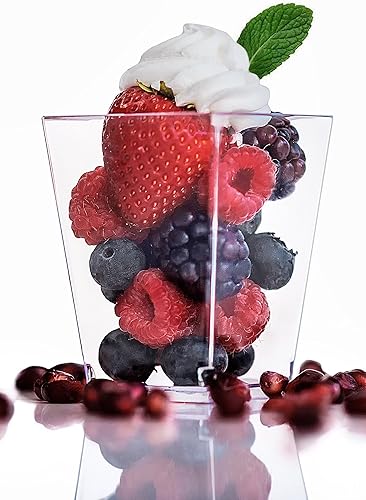 Miniatura 8 de Impirilux Copas de postre con cucharas 50 tazas de postre de plástico cuadrado alto  50 cucharas 50