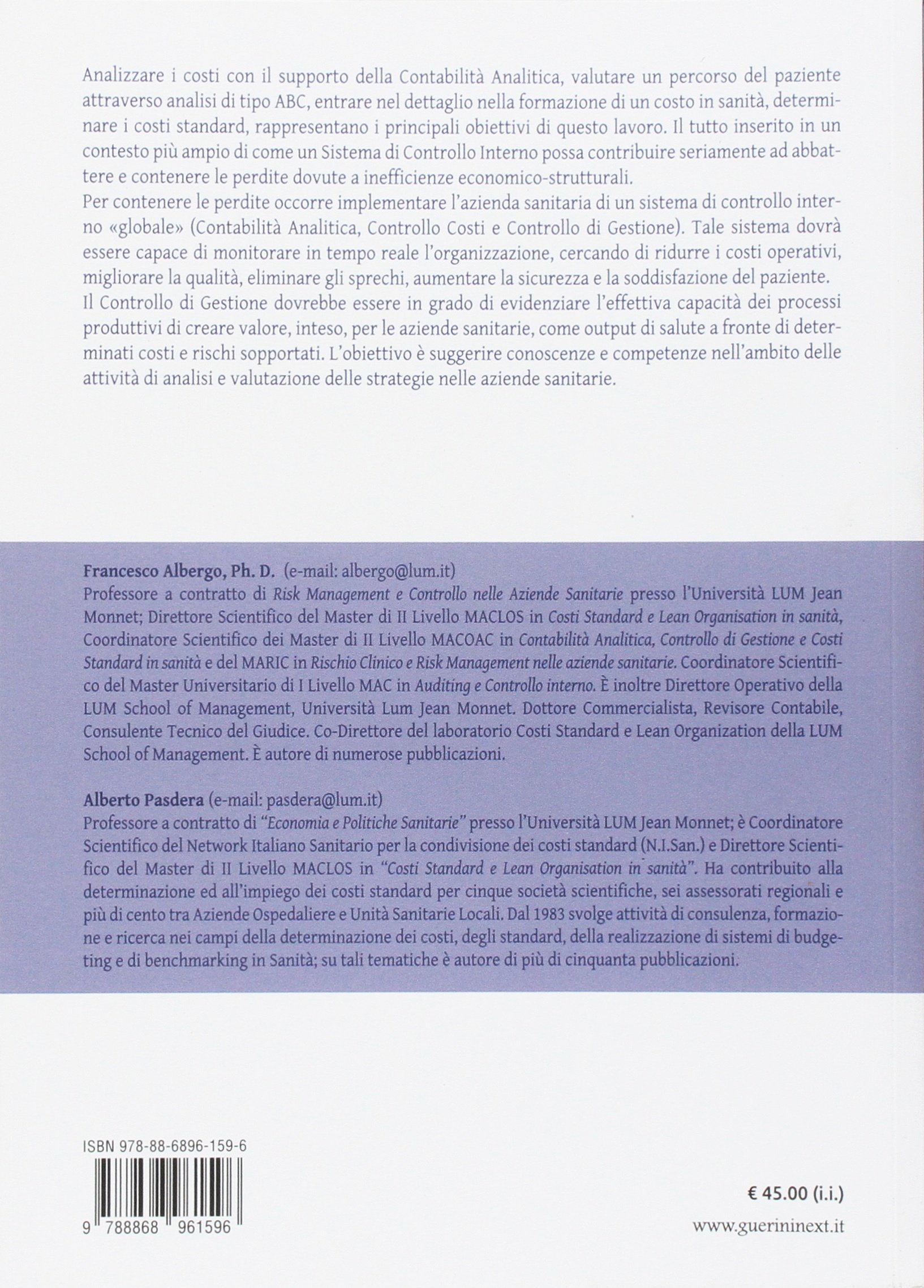 Il controllo costi in un'azienda sanitaria. Dalla contabilità analitica ai costi standard