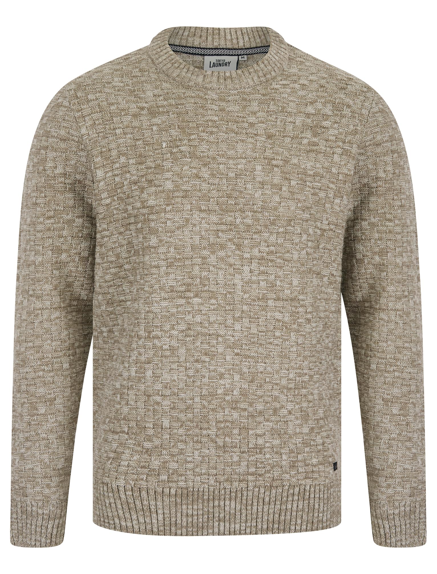 Tokyo Laundry Men's Natural Twist 'Brendean' Chunky Basket Stitch Knitted Crew Neck Jumper