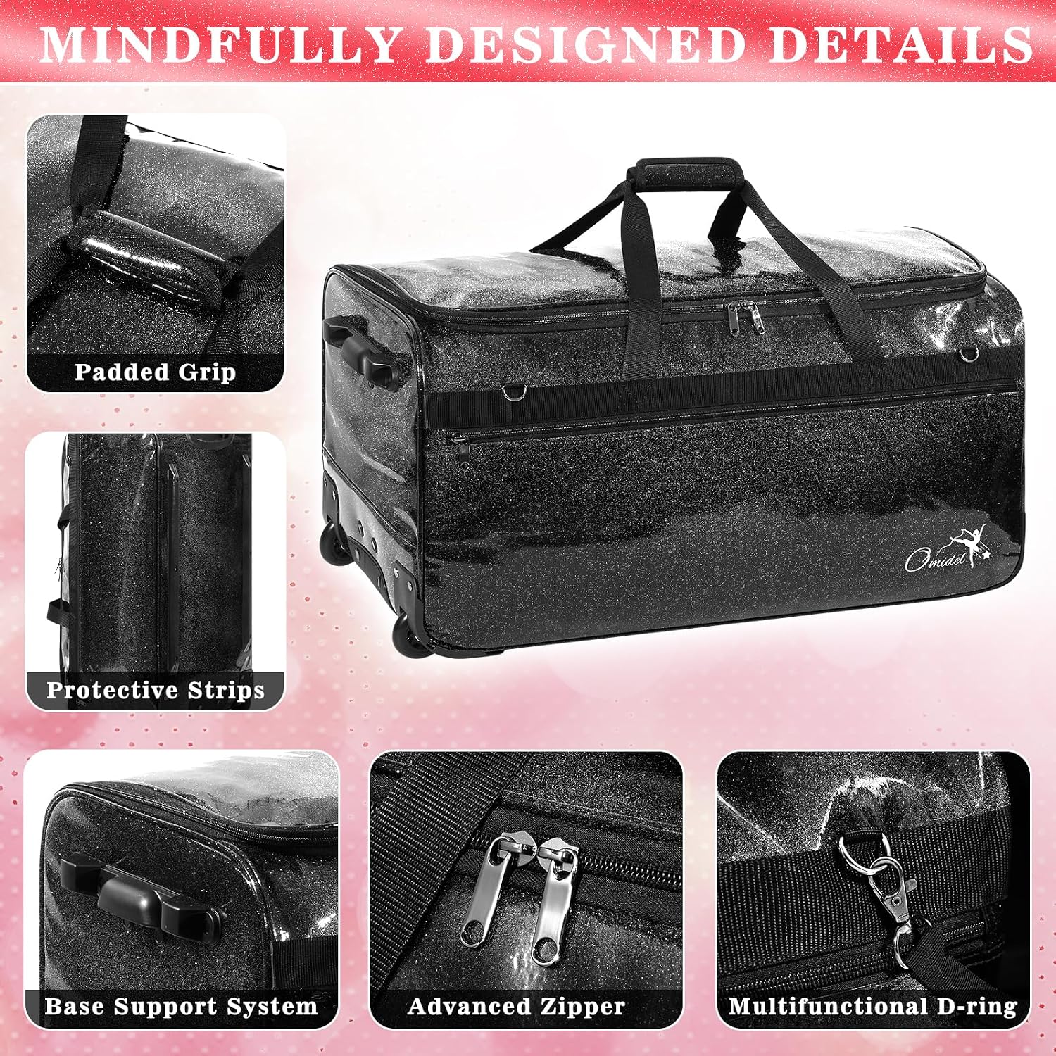 Dance Bag with Garment Rack and Curtain, 23" Rolling Dance Competition Duffle Bag with Garment Rack | Portable Dance Changing Room Suitcase for Dancers Athlete Livestreamer Cheerleaders