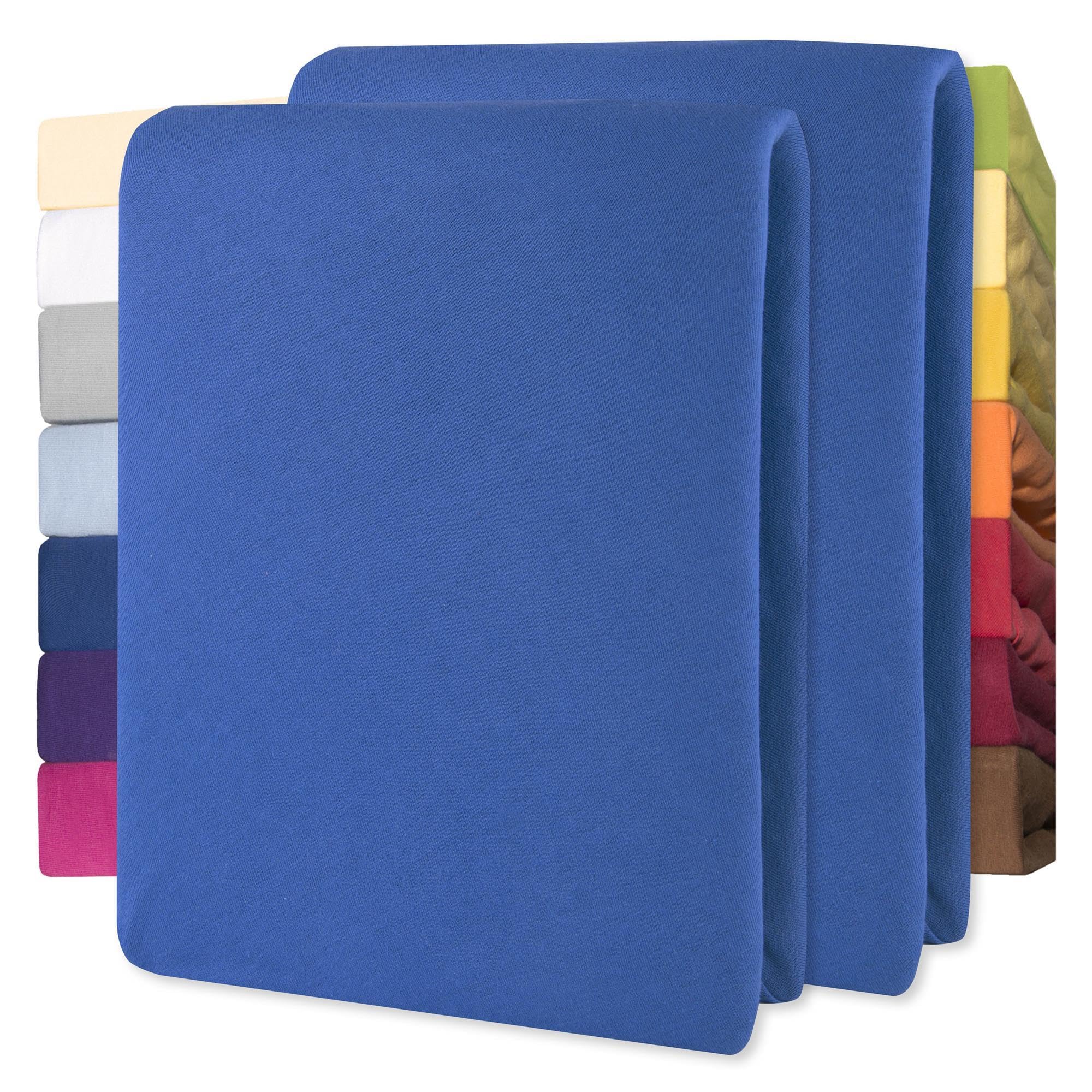 CelinaTex Jersey Spannbettlaken Lucina für Kids Doppelpack 60x120-70x140cm royal blau 100% Baumwolle gekämmt superweich Spannbettbezug, Leintuch, Bettlaken, elastisch, Strech, Oeko-Tex