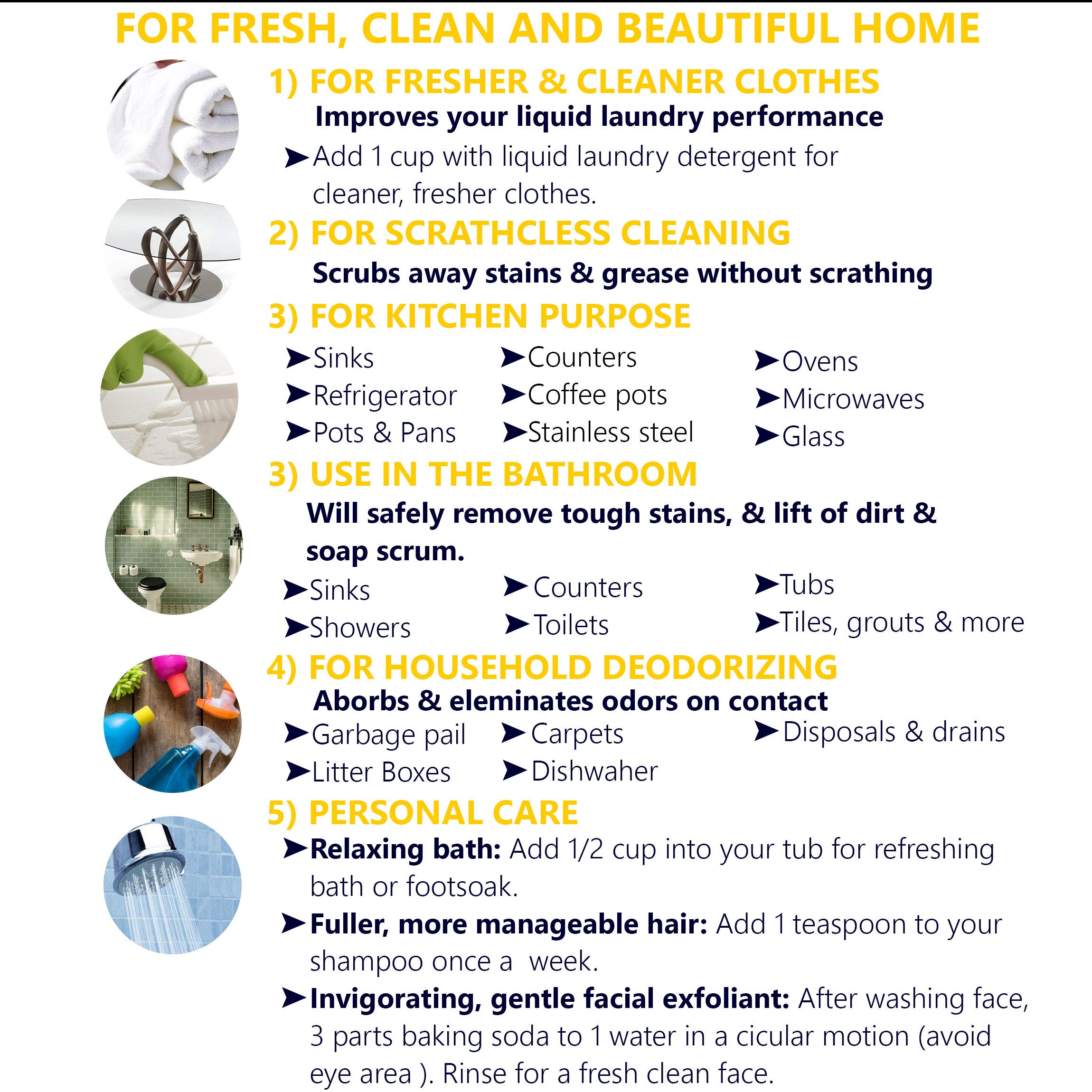 Hollywood Secrets Baking Soda Pure Food Grade Sodium Bicarbonate 500gm for Baking & Cleaning 2