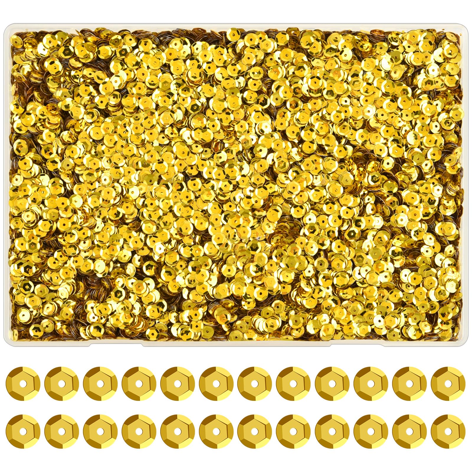 NACHLYNN 16800 Pcs 6MM Bulk Loose Sequins Gold Rainbow Round Cup Sequins Flat Beads Round with Holes for DIY Crafts Sewing Wedding Christmas Jewelry Making Nail Arts Crafts