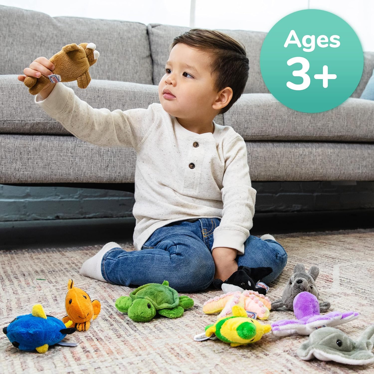 PREXTEX 10 Piece Plush Soft Stuffed Sea Animals Playset Plush Sea Life Assortment, Turtle, Stingray, Nemo Fish, Killer Whale and More