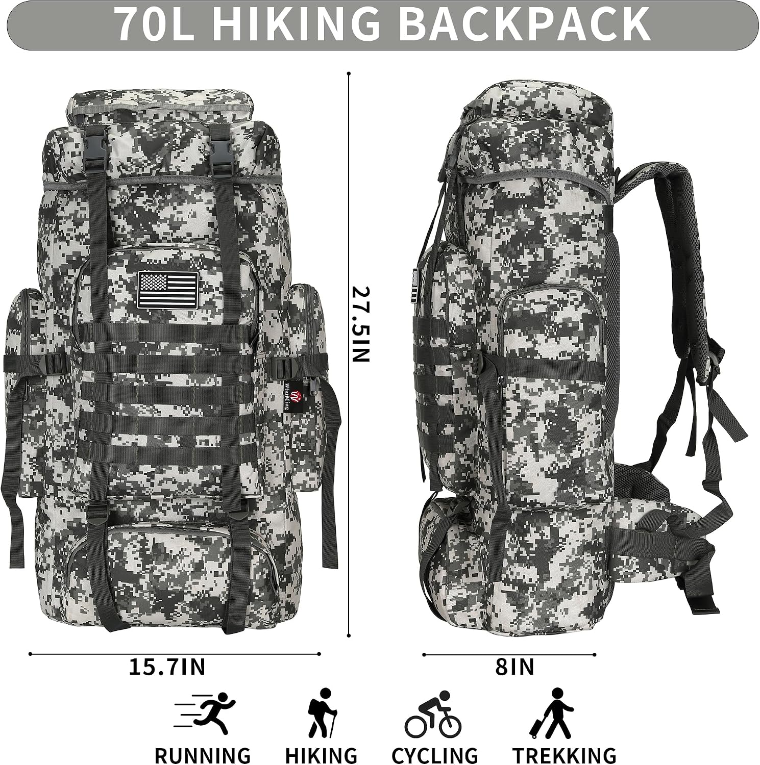 Hiking Backpack for Men 70L/100L Camping Backpack Military Rucksack Molle 3 Days Assault Pack for Climbing | Camping Backpack, 3 Days Assault Pack, for Climbing