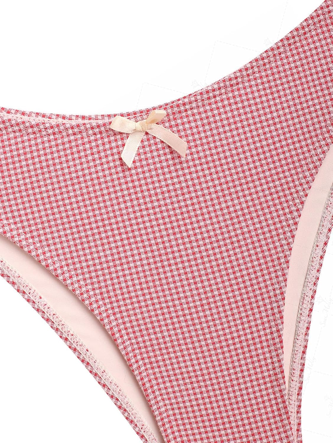 seamoly Women’s Cute Tankini Set Gingham Two Piece Swimsuits with Bow Back Tie Side Bottom - Image 5