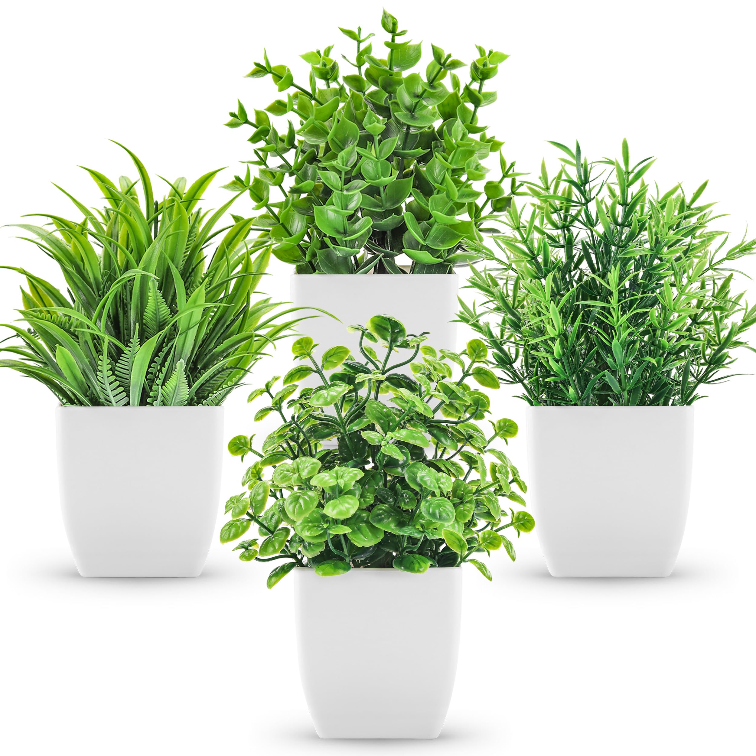 ZJIA4 Pack Fake Plants Small Artificial Greenery Faux Plants Indoor for Home Farmhouse Bathroom Shelf Decor