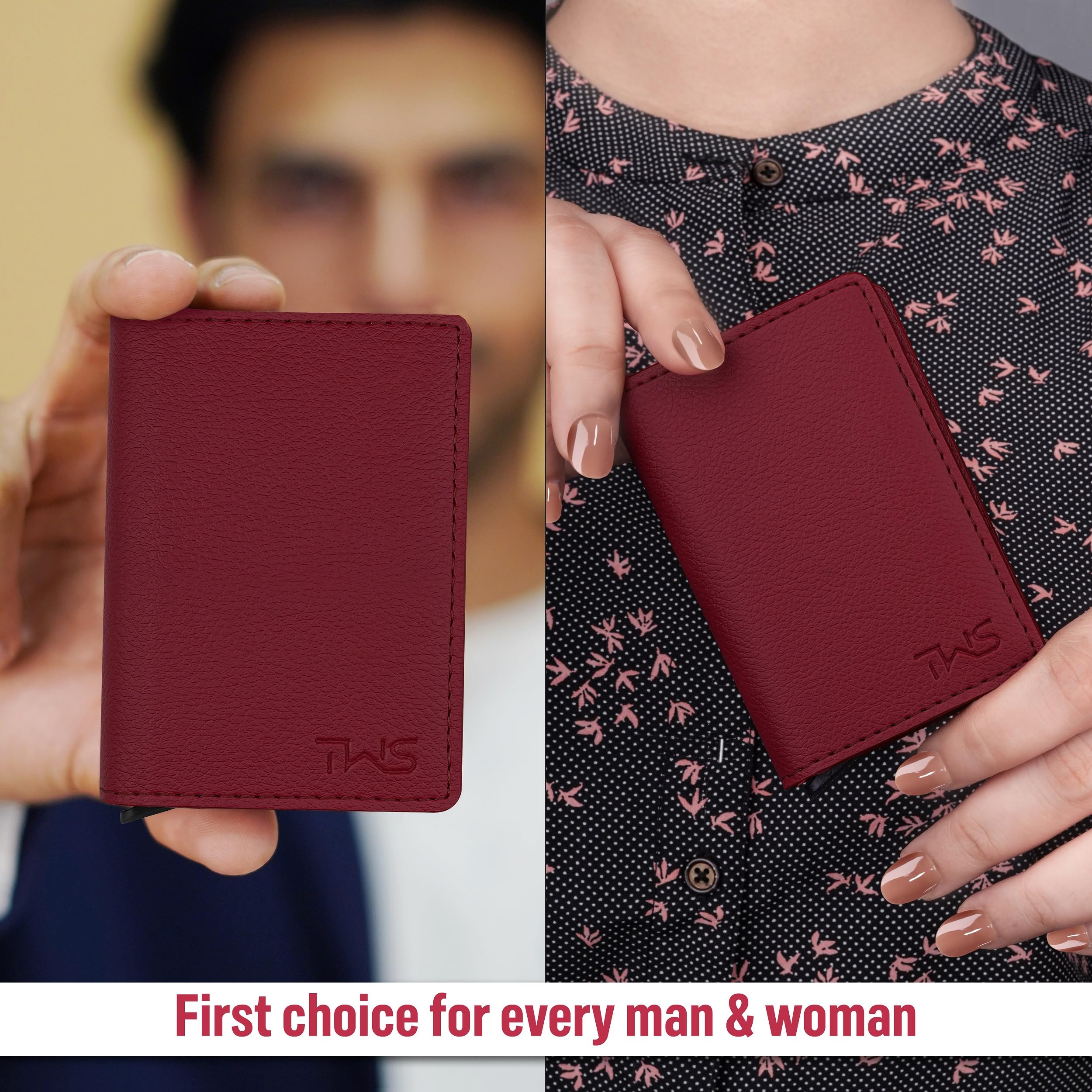 The Wallet Store Vivid Vault RFID Protected Metal Cardholder - Maroon