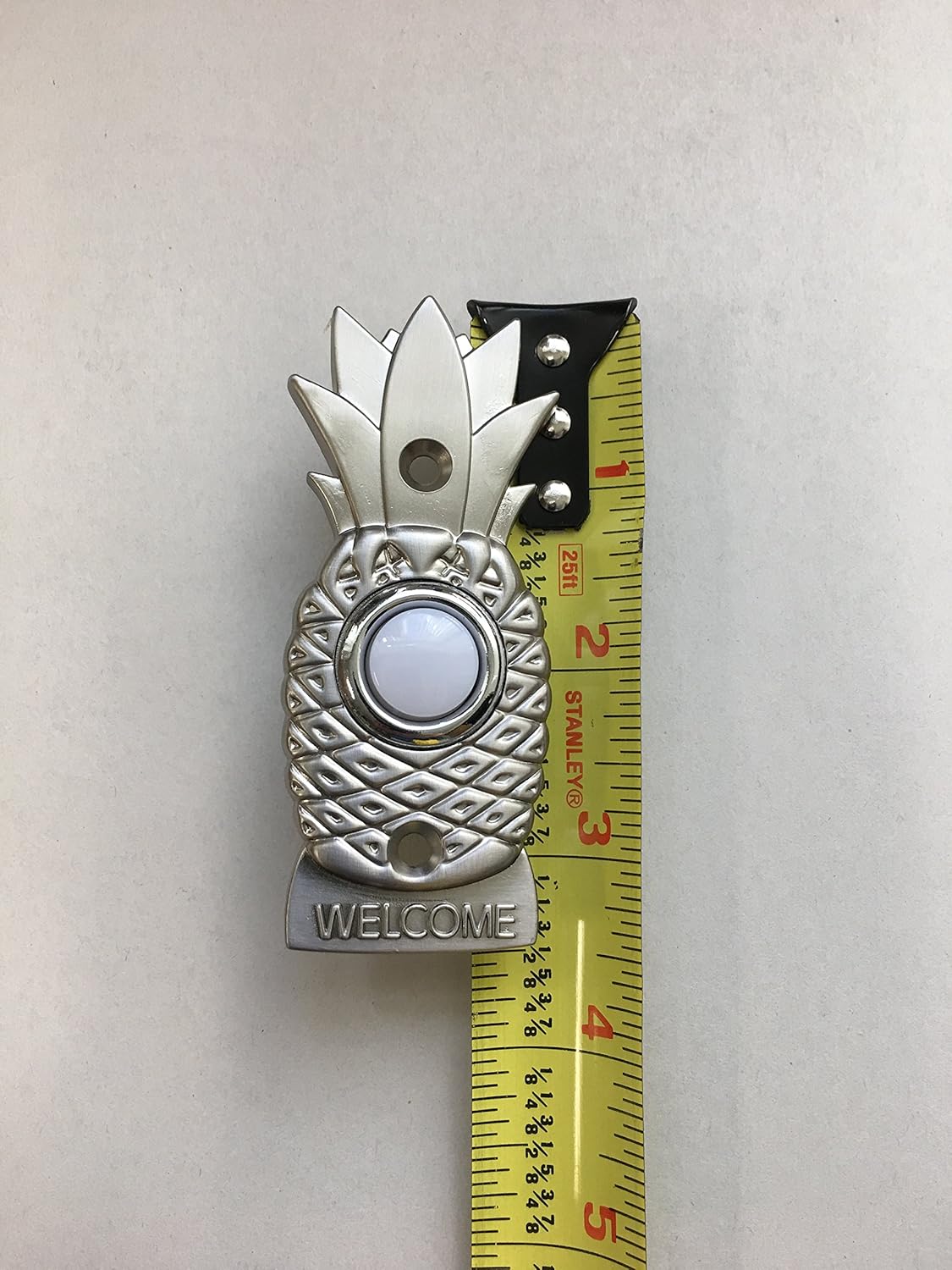 Safeguard Supply - Brass Doorbell Wired Button - Decorative Doorbell Button - Beautifully Crafted Pineapple Doorbell Button Nickle Finish - Doorbell Button Lighted