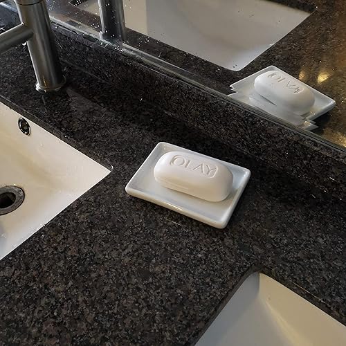 Miniatura 3 de lofekea Jabonera de cerámica para ducha, paquete de 2 unidades, paleta de jabones para acuarelas