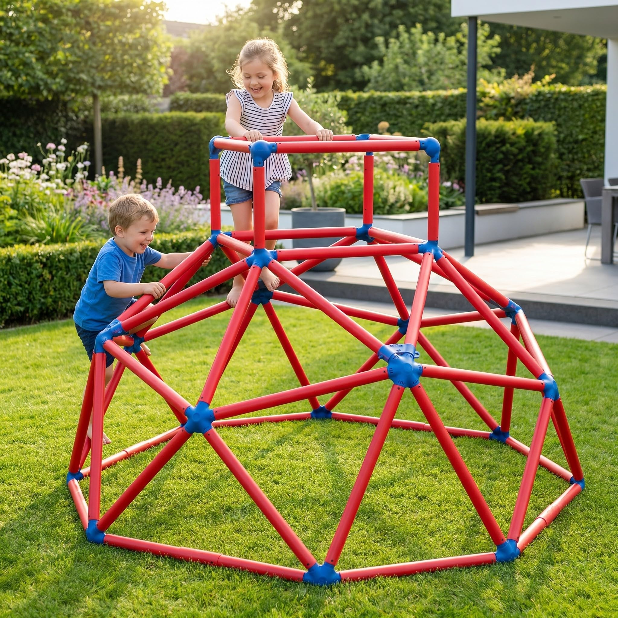 Klettergerüst Outdoor Kletterkuppel Kletterturm von VDP – Outdoor Spielgerüst Kinder Outdoor, Klettergerüst Indoor, Spielturm, bis 70kg, Rot