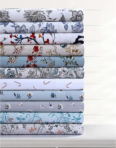 Miniatura 2 de Tribeca Living Emilia Tree - Juego de sábanas de franela ultrasuave de 170 GSM con bolsillos extra profundos, tamaño King, rojo, (EMILIASHEKI)