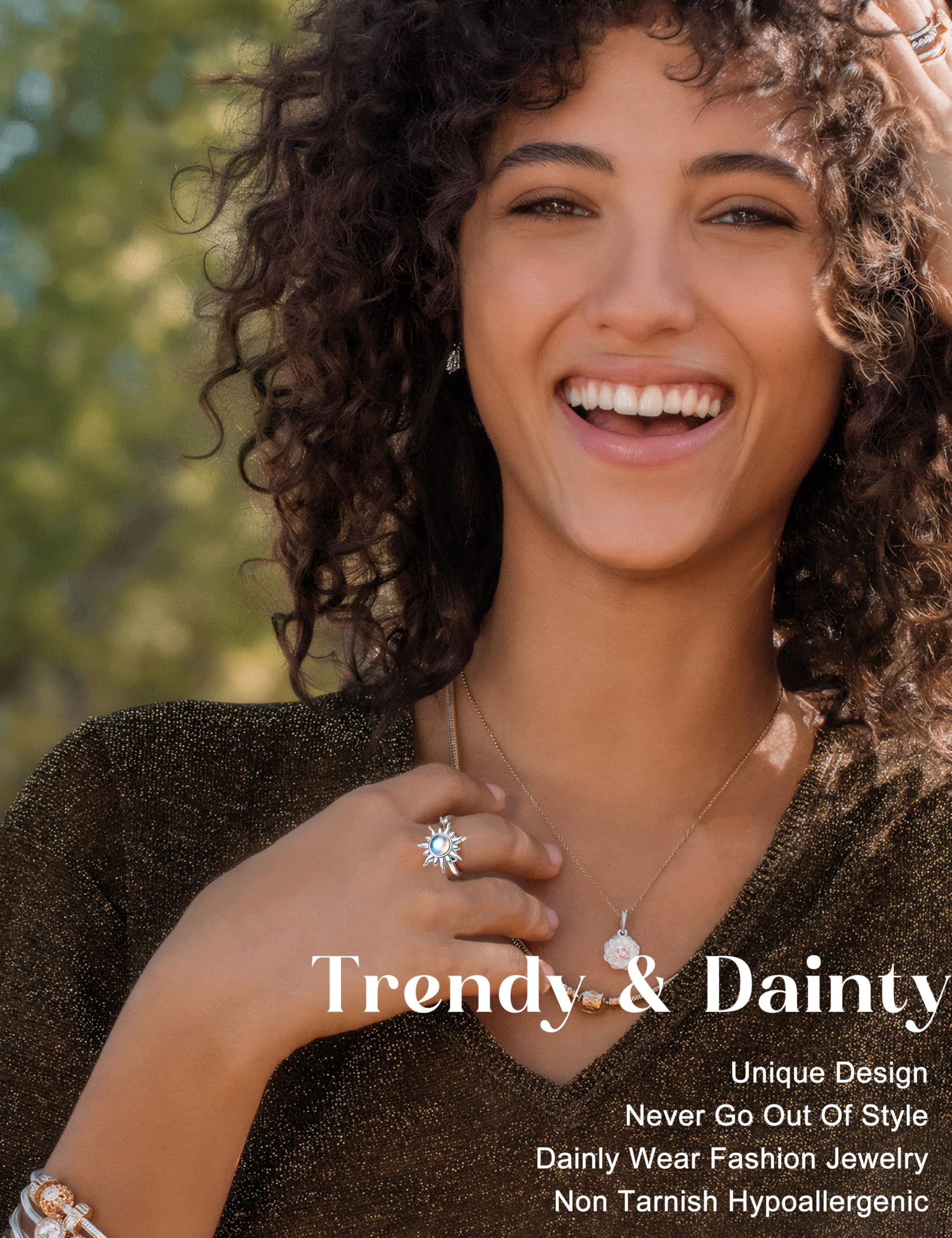 Krfy Anxiety Ring Spinner Angst Ringe für Damen Silber Fidget Ringe Sonnenblumen Set Zirkonia Zappelringe,Verstellbar Stapelbare Anti Stress Ring für Damen Tochter Geburtstags-Party-Geschenkel