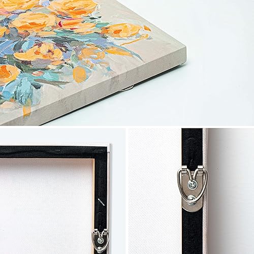 Miniatura 6 de ArtbyHannah Pinturas al óleo sobre lienzo de flores de rosas de 20 x 28 pulgadas, pintadas a mano con textura naranja floral para decoración de pared