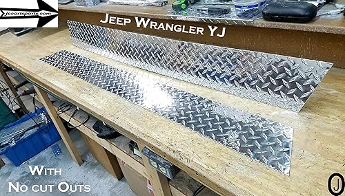 Miniatura 4 de Se adapta a Jeep YJ Diamond Plate Side Rocker Panel sin recortes, juego de 2.6 pulgadas de ancho