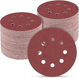 POTUINOM 100 Pack 5 Inch 220 Grit Hook & Loop Sanding Discs for Random Orbital Sander - Durable Aluminum Oxide