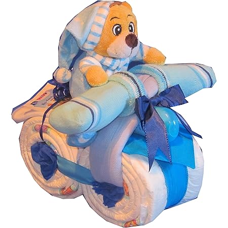 Gateau De Couches Moto Avec Conducteur Bleu Amazon Fr Bebe Et Puericulture