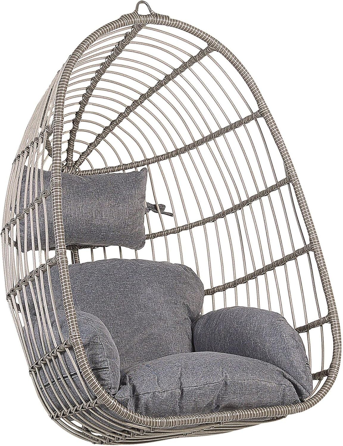 Boho Grey Hanging Chair without Stand IndoorOutdoor Wicker Egg Shape