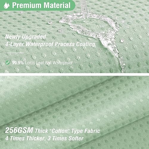 Miniatura 4 de Dynamene Cortina de ducha de tela verde menta  Cortinas de ducha de tela resistente con textura de gofre para baño, 256 GSM, juego de cortina de