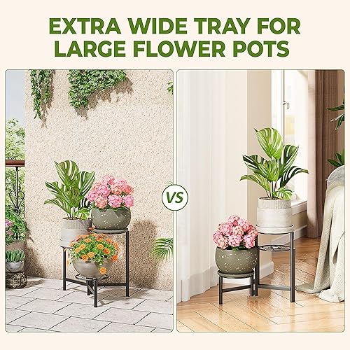 Miniatura 4 de Soporte escalonado para plantas al aire libre de 3 niveles para interiores, estante de flores de metal para múltiples plantas, soportes altos de