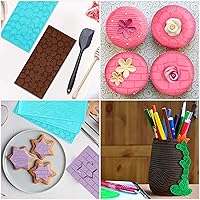 Vista 7 de Kurtzy Juego de 4 moldes de plástico para glaseado de chocolate con fondant, diseño de ladrillo, madera, adoquines y piedras, juego de moldes
