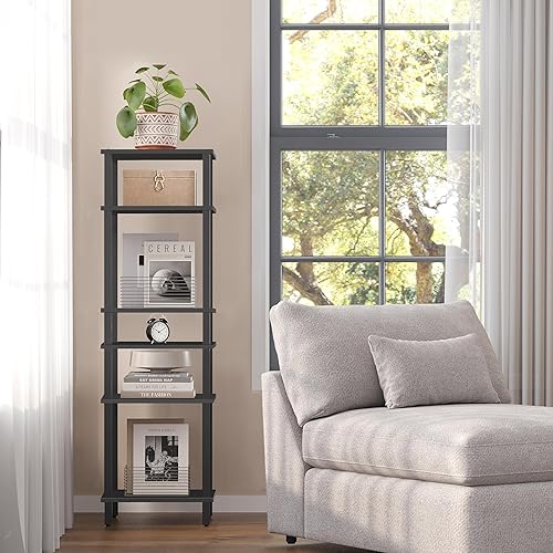 Miniatura 28 de TUTOTAK Juego de 2 mesas auxiliares, mesa auxiliar, mesita de noche, estante de almacenamiento de 3 niveles, mesa de sofá para espacio pequeño