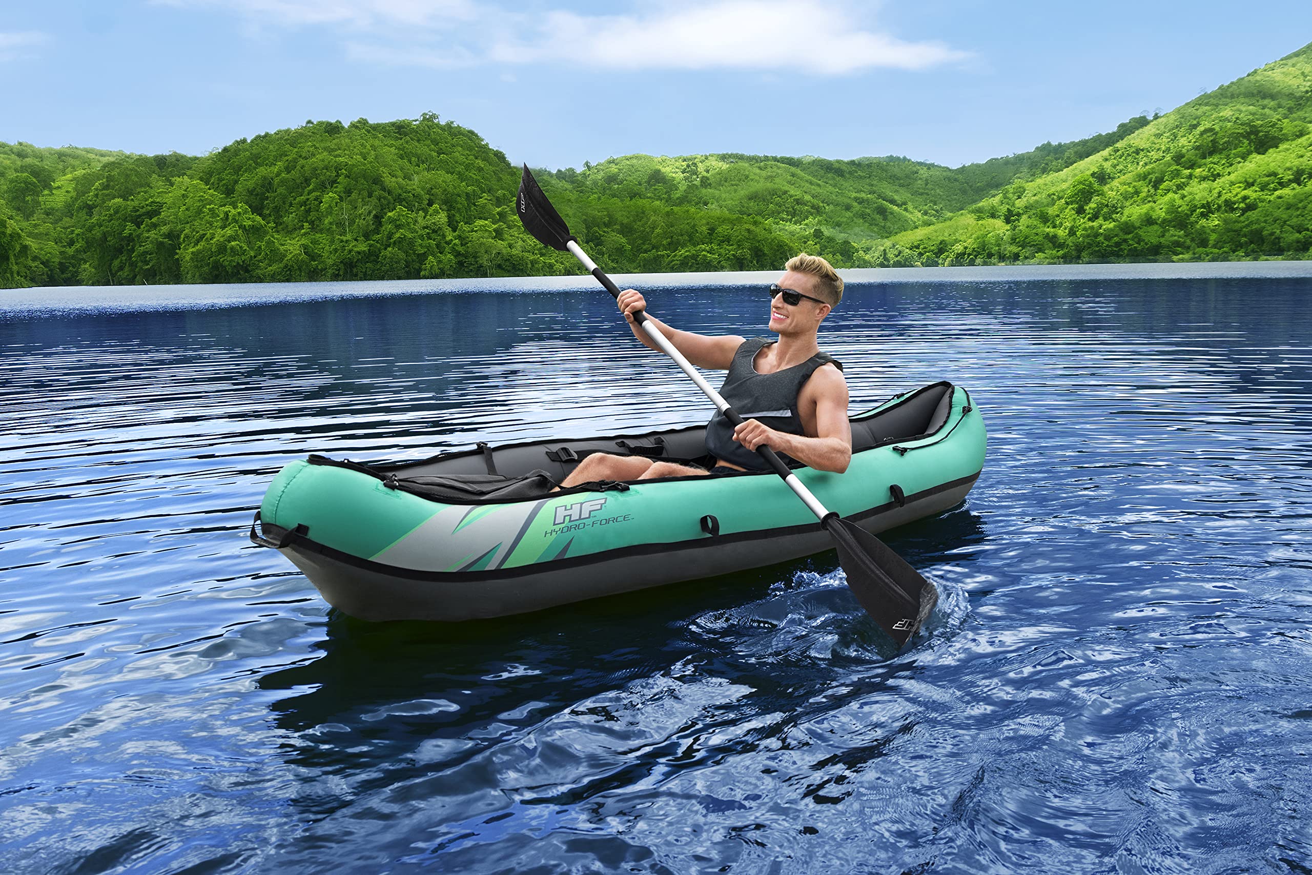 Hydroforce Ventura - Set kayak gonfiabile con pompa a mano, pagaia e borsa portaoggetti, diversi stili
