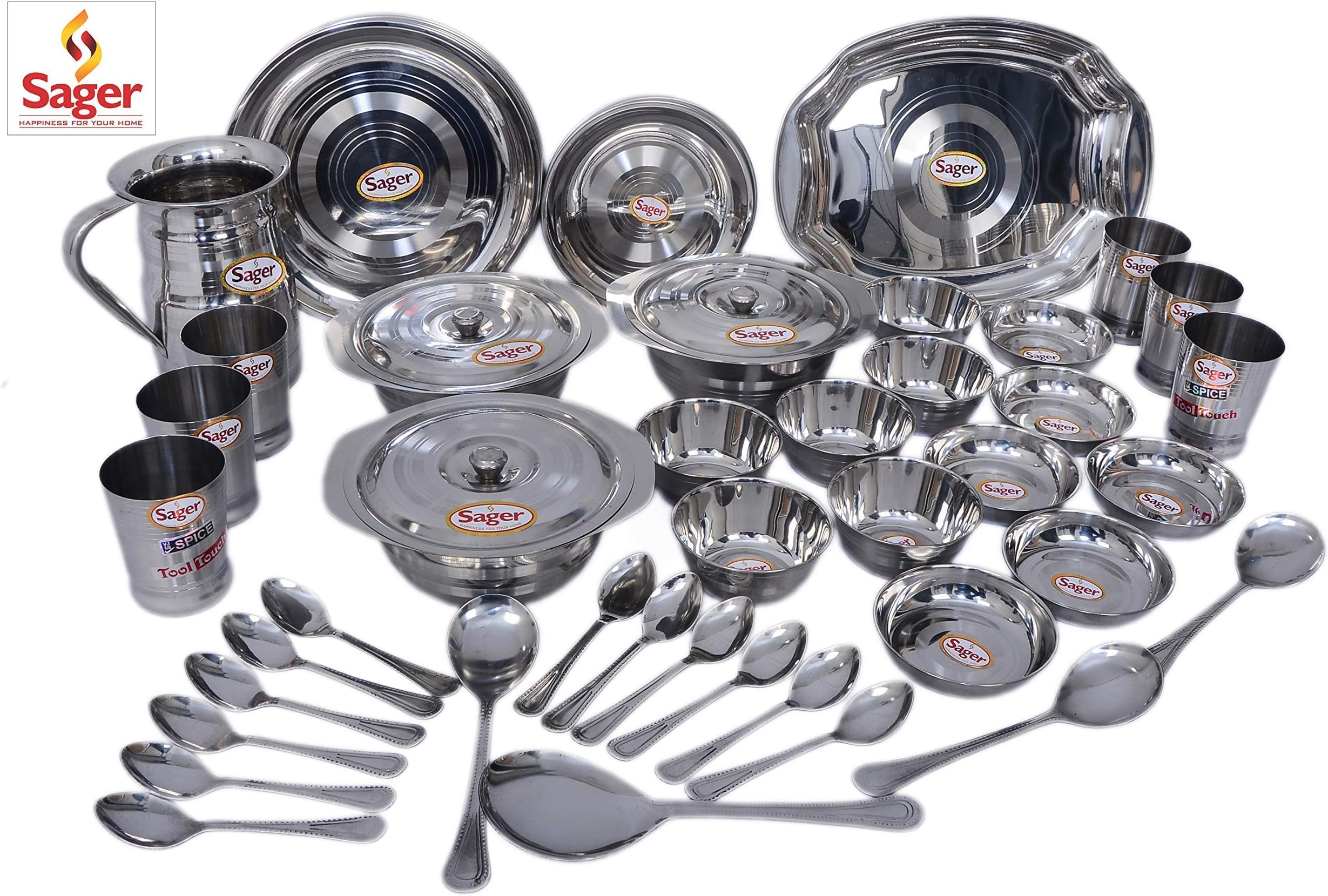 SAGER® Platinum Collection Tea/Coffee Cup Set of 6 Mirror Finish (Flower Printed Design,300 ML, Stainless Steel)