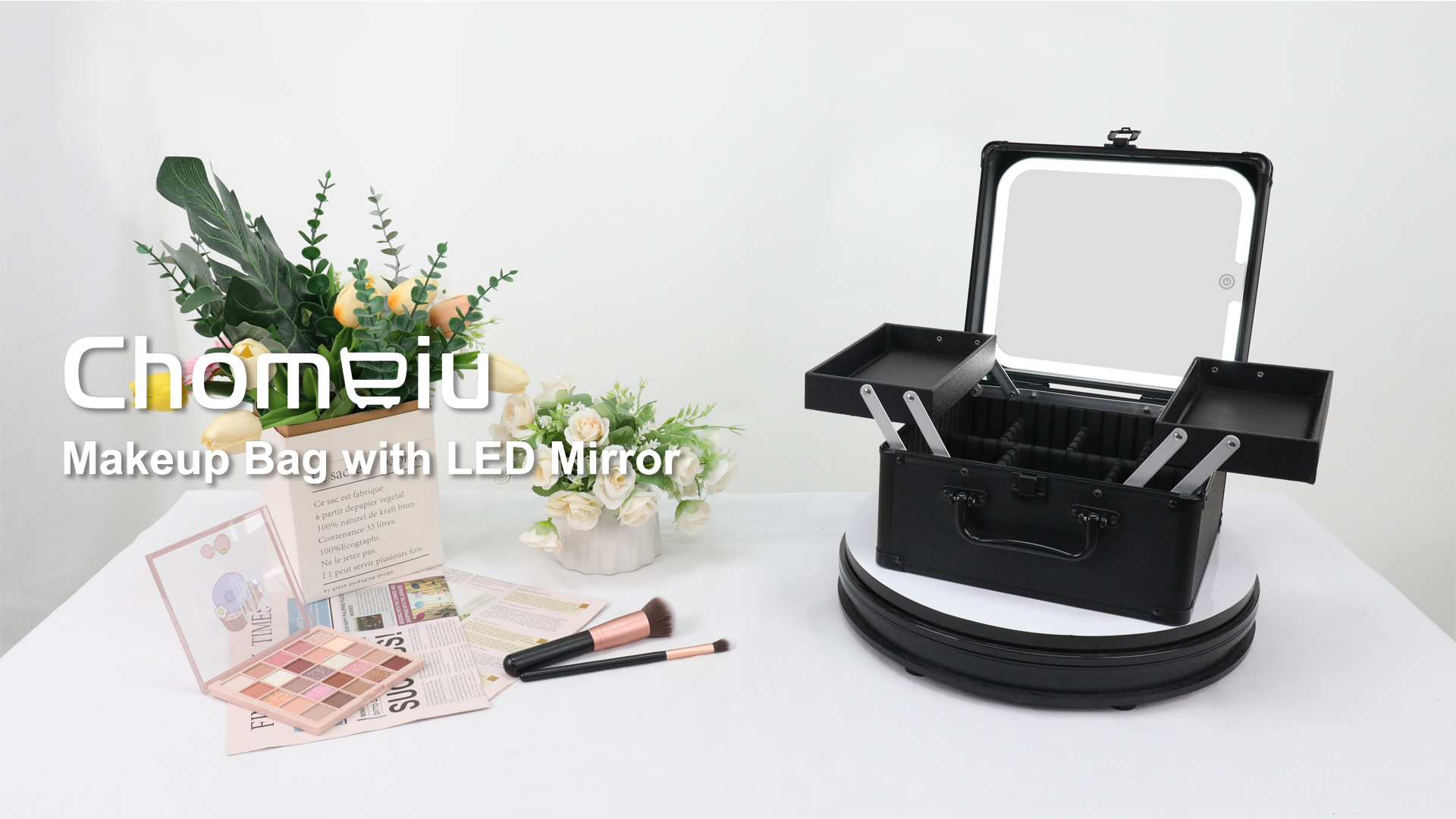 Amazon.com : Chomeiu Makeup Bag with Mirror, Travel Train Case