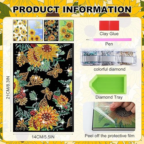 Miniatura 8 de Ctosree Paquete de 4 cuadernos de pintura de diamantes de la Biblia A5, cuaderno de arte de diamantes cristianos, citas inspiradoras, diario de