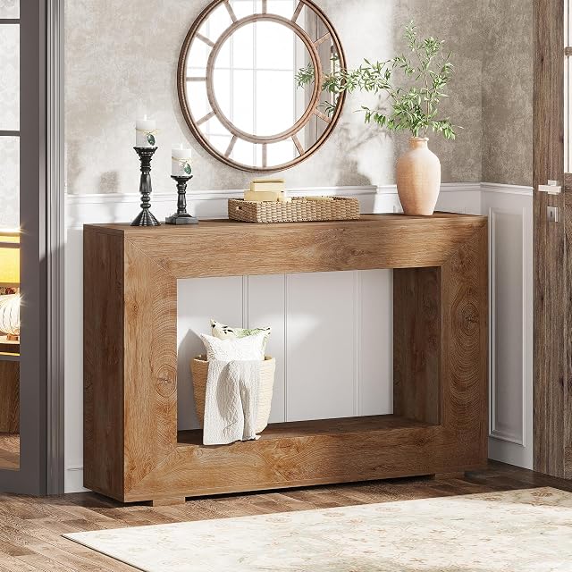 Tribesigns Mesa Consola, Consola de Entrada Industrial, 120 x 30 x 83,5 cm, Mesa Auxiliar de Pasillo, Mesa Auxiliar de Almacenamiento para Pasillo, Sala de Estar, Grano de Madera