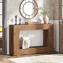 Tribesigns Console Table, Industrial Entryway Console, 120 x 30 x 83.5 cm, Hallway Side Table, Storage Side Table for Hallway, Living Room, Wood Grain