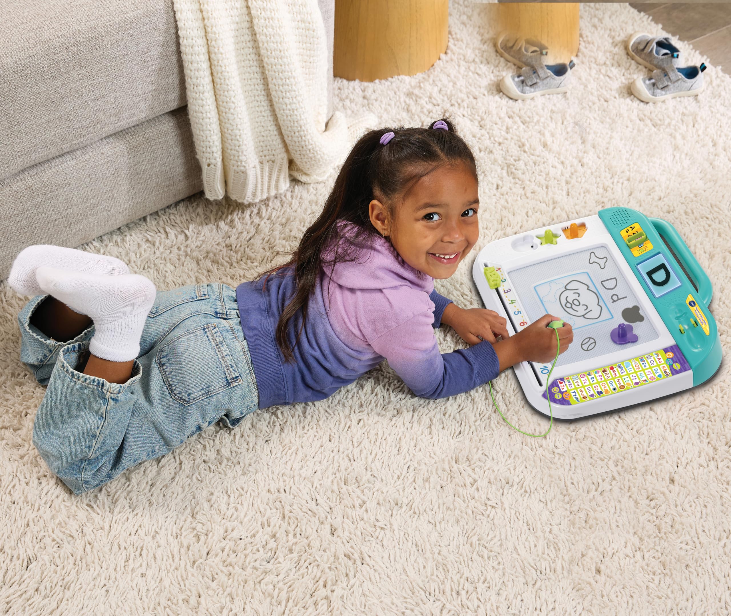 VTech - Pizarra Artística Digital Trazos y Dibujos, Pantalla LCD, Voz Interactiva, Juguete Educativo 3-8 años, Versión ESP
