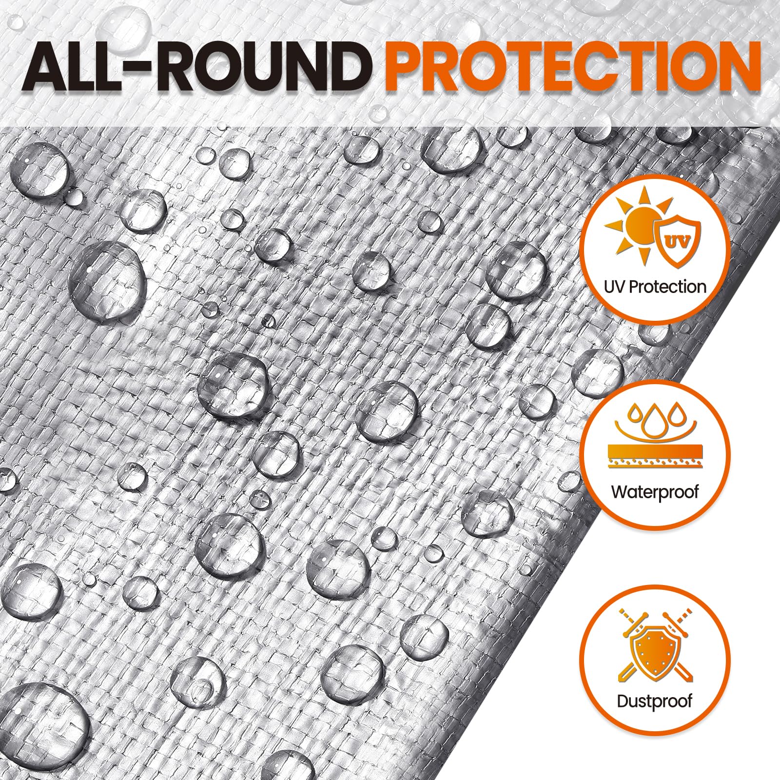 30x30 FT Tarp Waterproof, 16 Mil Tarps Heavy Duty Waterproof Multipurpose Protective Cover UV Resistant Rip Tear Resistant with Grommets Reversible for Home Boats Cars Camping Tarp