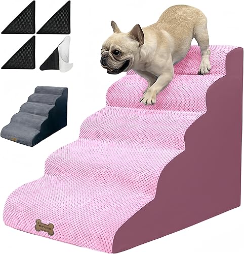 Miniatura 21 de Escaleras para perros de 3 escalones para camas altas y sofás, escalones antideslizantes de varios pasos para mascotas con rampa equilibrada