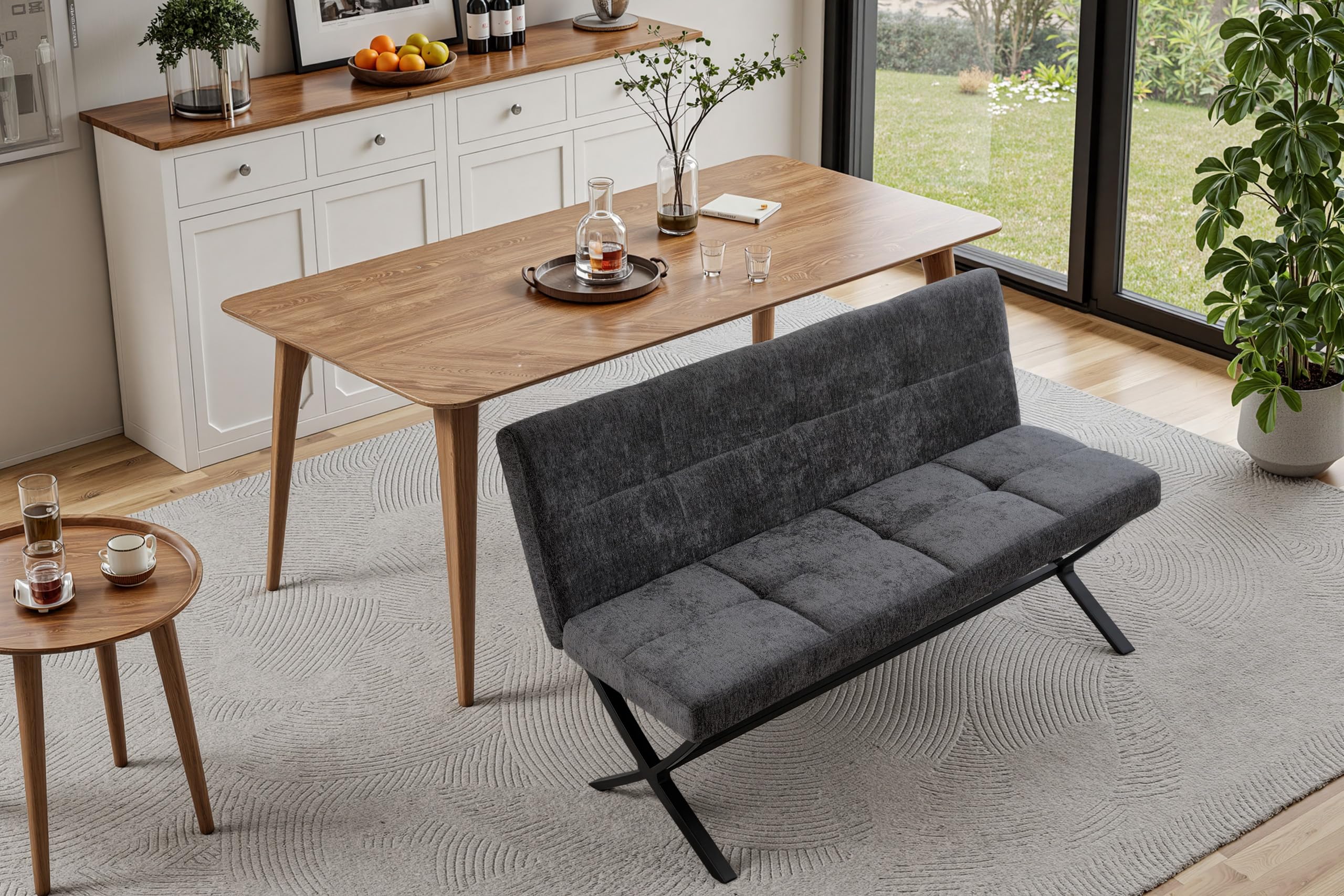Bekrvio Banc de salle à manger en velours - 140 cm - Style industriel moderne - Avec pieds en métal solides - Banc rembourré de 11 cm d'épaisseur - Pour table à manger, cuisine, couloir