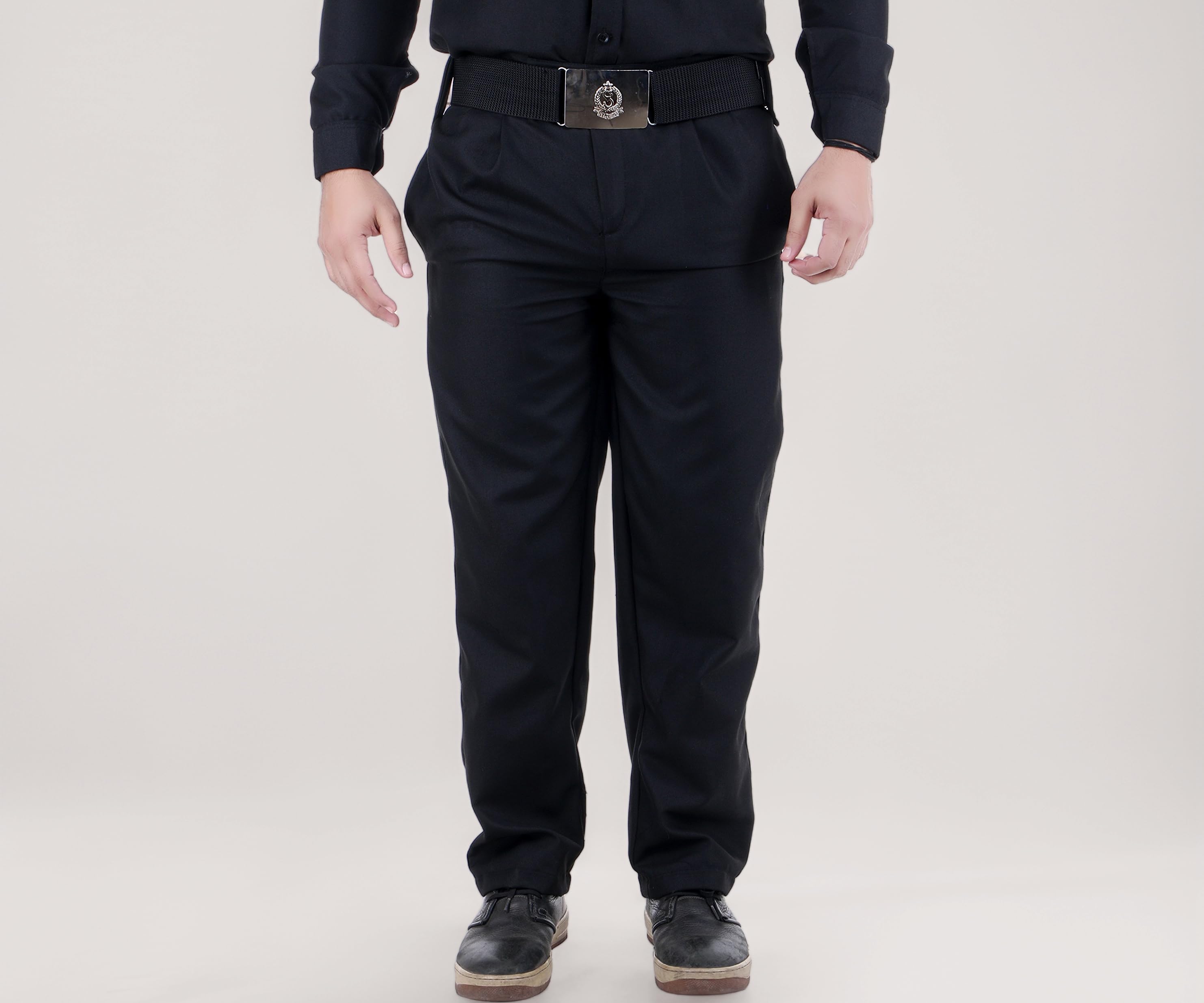 - Men Regular Fit Security Guard Trouser, Pant, Uniform, Black