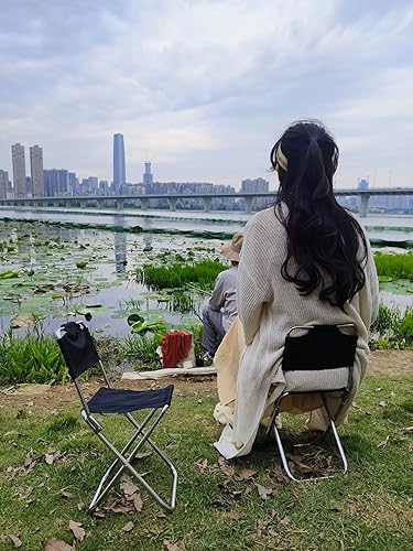 Miniatura 9 de Silla plegable de camping, silla portátil con respaldo, ultraligera para playa, césped, al aire libre, camping, mochilero, aleación de aluminio,