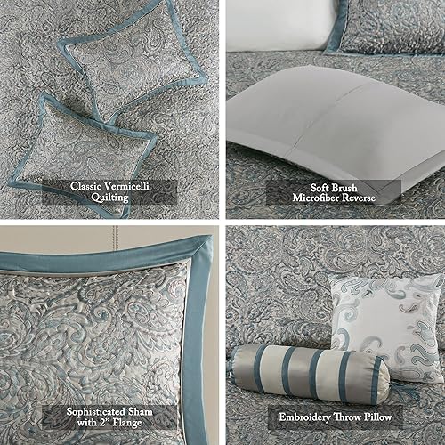 Miniatura 4 de Madison Park Aubrey - Juego de colcha acolchada reversible, transpirable, ligera para todas las estaciones, fundas a juego, colcha Queen (102 x 118