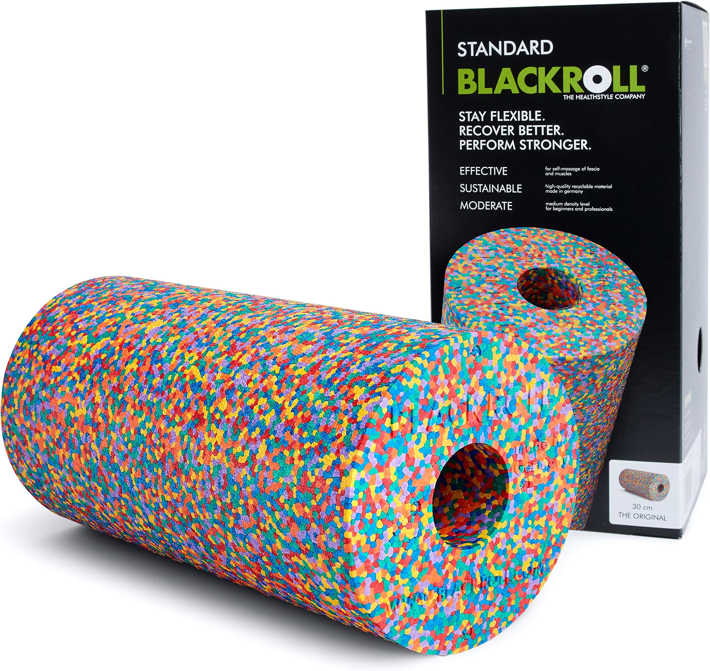 Standard Foam Roller, Ideal for Myofascial Trigger Point Release and Back Massage, for Yoga, Home Gym Workouts and Muscle Recovery, Versatile Foam Roller for Exercise, Rainbow