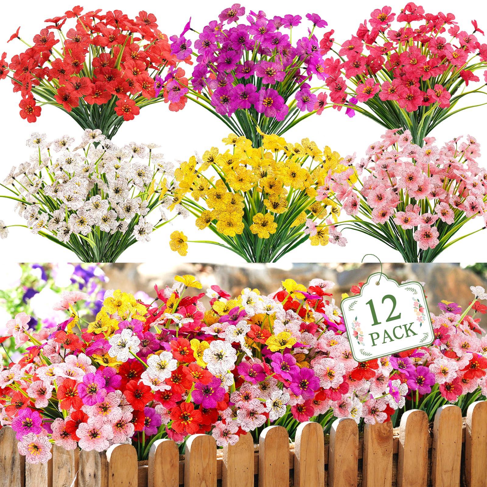 MACTING 12 bundles of mixed artificial daisy flowers