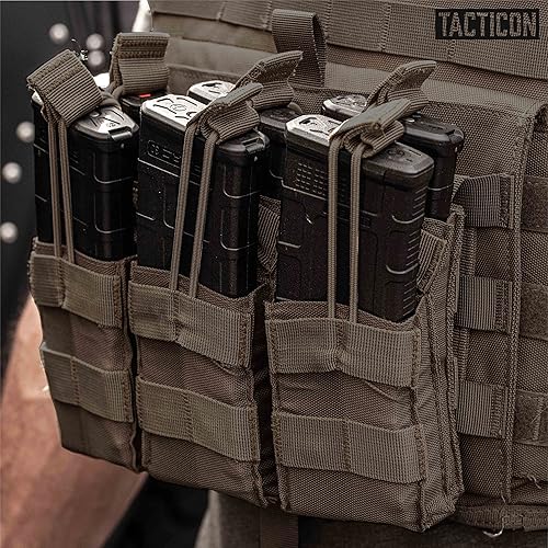Vista 6 de Tacticon Rifle Mag Stacker Pouch Compañía propiedad de veteranos de combate Bolsas tácticas Molle Single Double Triple Open-Top [Coyote Brown]