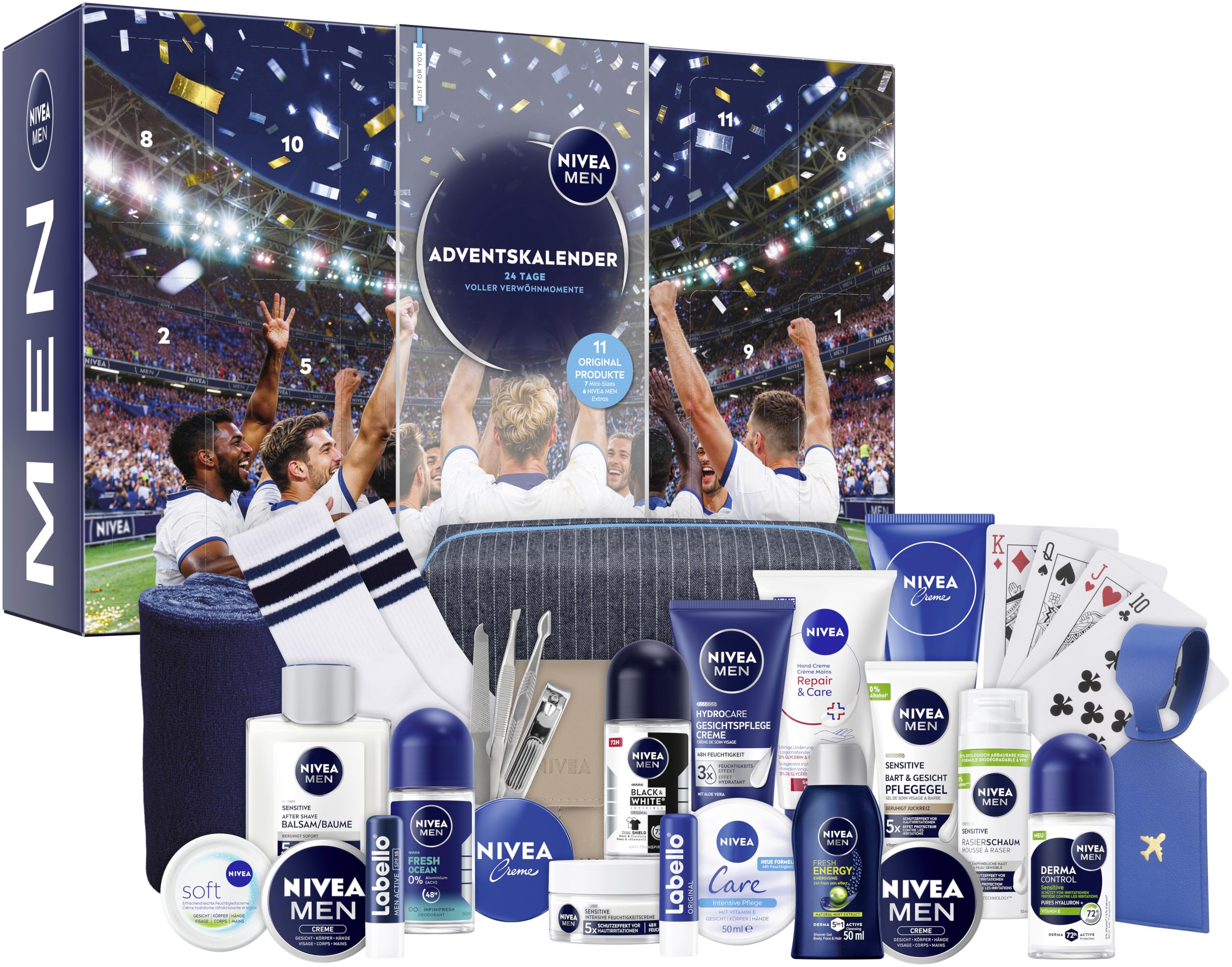 NIVEA MEN Adventskalender 2026 – 24 Pflege‑Überraschungen (819,6 ml Gesamtvolumen)