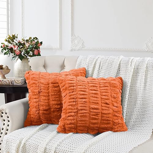 Home Soft Things Shar Pei - Juego de 2 fundas de almohada decorativas, suaves, esponjosas, elegantes, cuadradas, para sofá, color naranja quemado,