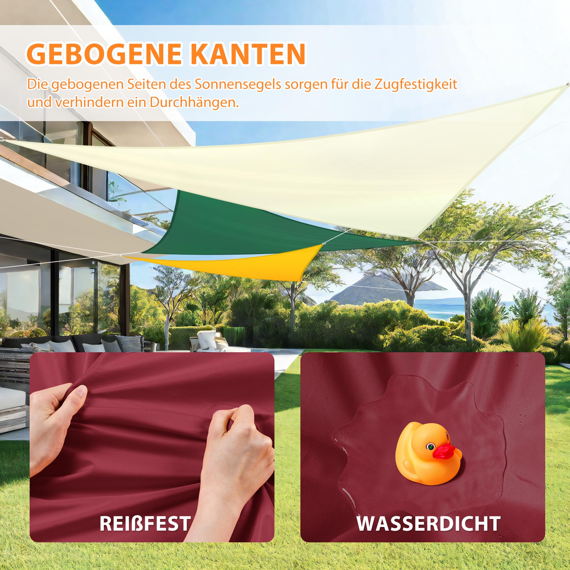 jarolift Sonnensegel Dreieck Gleichschenklig, Wasserabweisend, Sonnenschutz Sichtschutz für Terrasse Garten Balkon, Polyestergewebe 300 x 300 x 300 cm, Weinrot