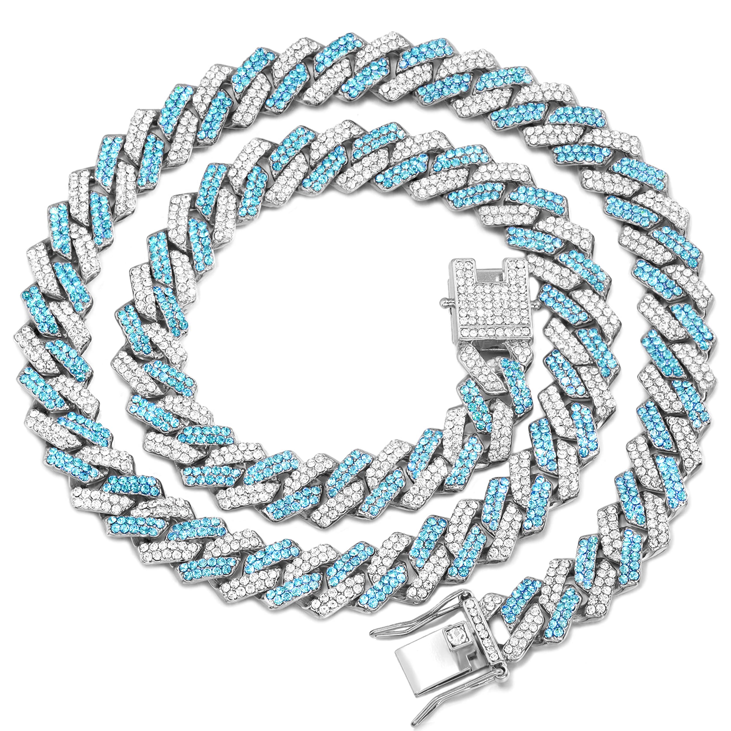 Collier pour chien doré bleu mer-argent résistant avec boucle de sécurité 61 cm